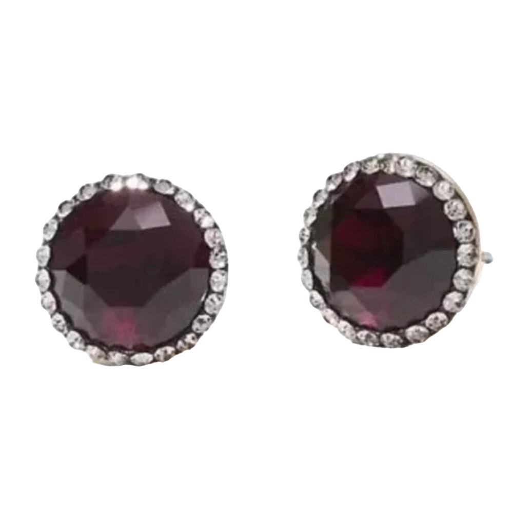 LOFT Ruby Red W/Pave Stone Elegant 1/2" Earrings